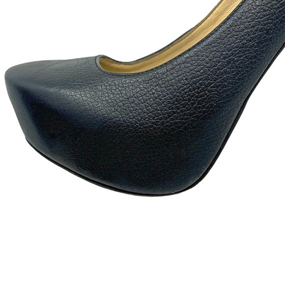 MAX AZRIA Black Leather Hidden Platform 4" Stilettos - Picture 7 of 10